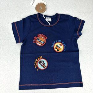 Polarn O. Pyret Blue Food Patch Tee NWT 1-15.Y